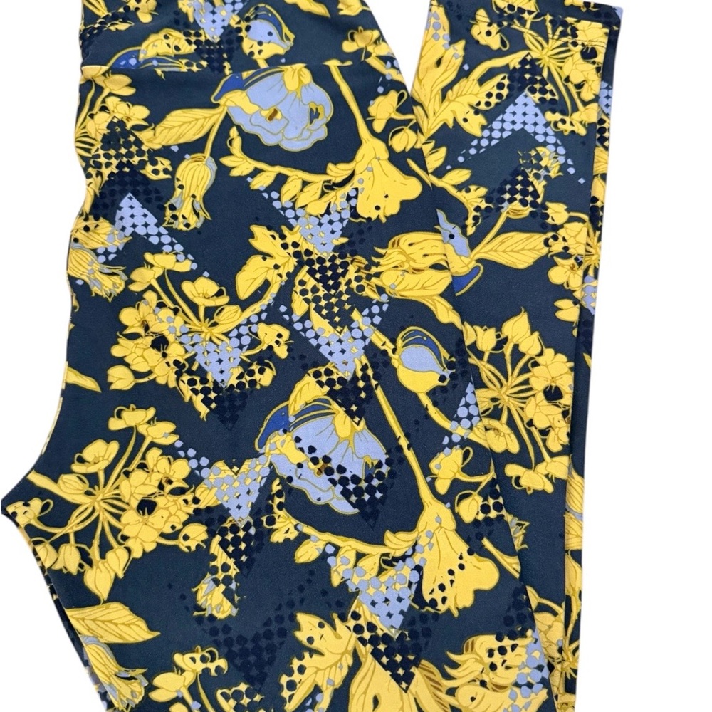 LuLaRoe Blue and Yellow Floral TC Leggings‎